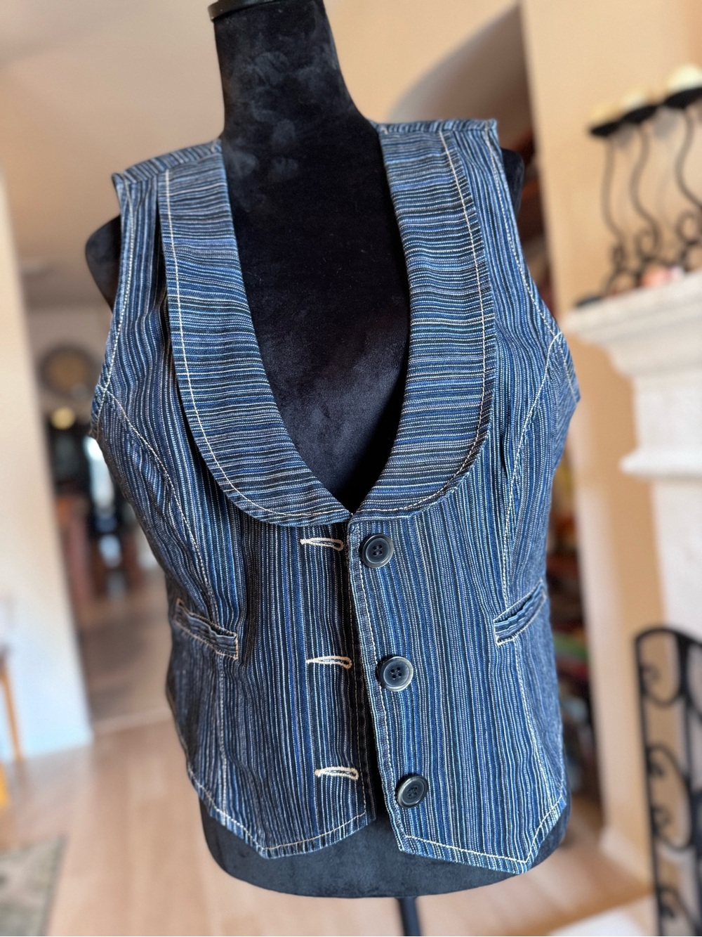 & Other Stories Blue Striped Men's Vest